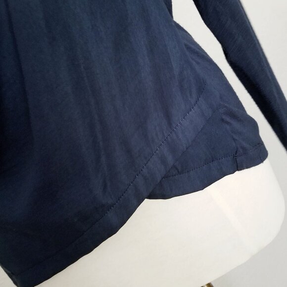 Anthropologie Dolan Left Coast Collection Navy Long Sleeve Tulip Faux Wrap Top S - Picture 11 of 13